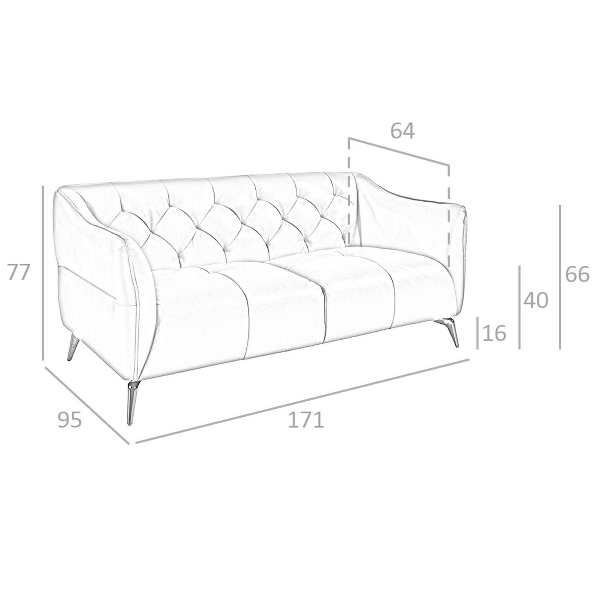 CHESTERFIELD-SOFA Chester 2-Sitzer Sofa aus braunem Leder 171/95/77 cm - Dunkelgrau/Braun, Leder (171/77/95cm) - ANGEL CERDA