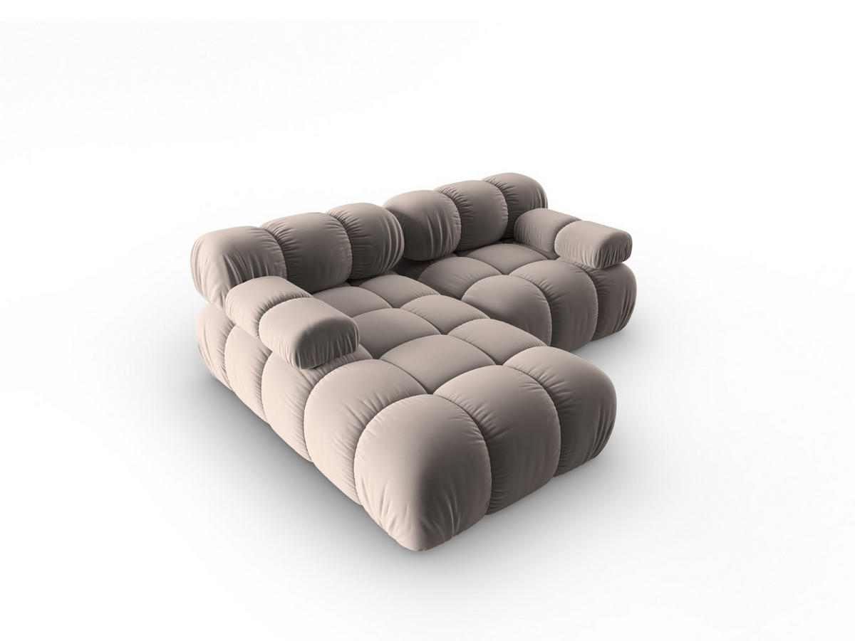 MODULARES-ECKSOFA links Bellis aus Samt beige 3 Sitzplätze - Beige, Textil (157/191cm) - Micadoni
