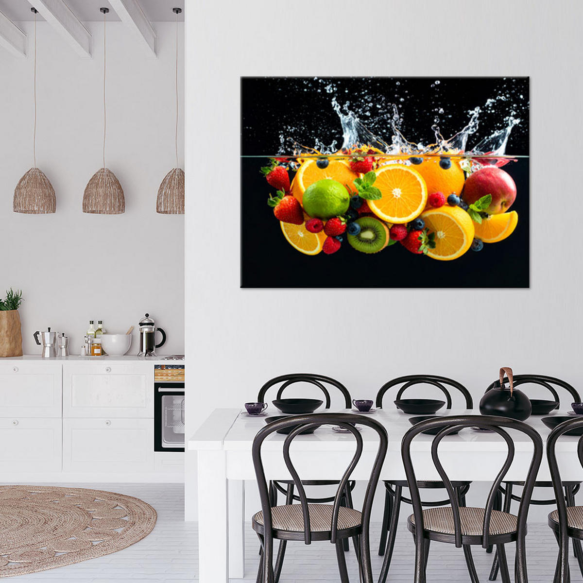 LEINWANDBILD Exotische Früchte in Wasser 60x40cm - Multicolor, Textil (60/40cm) - Feeby