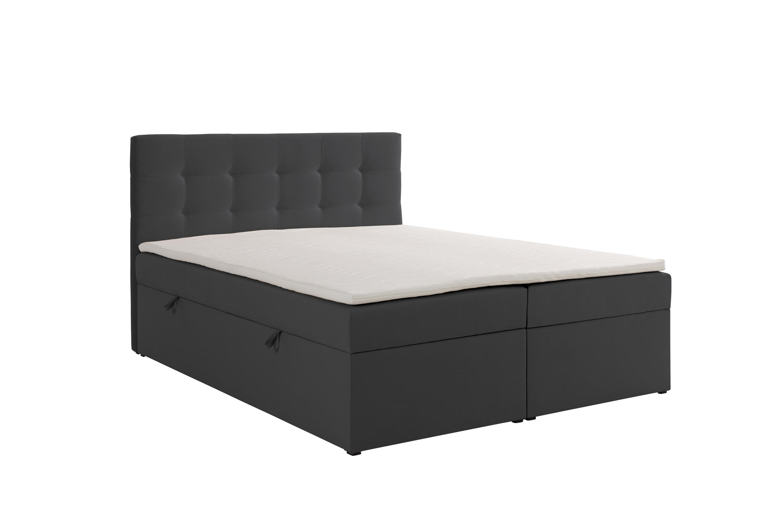 BOXBETT VELLIS mit Topper und Bettkasten, Grau, 200x200 cm - Grau, Textil (200/200cm) - KS Home Concept