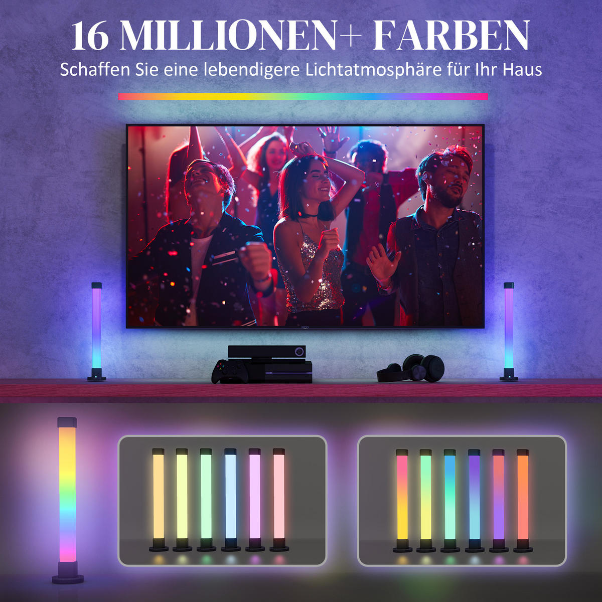 TISCHLAMPE 2er-Set, App- und Fernsteuerung, Weiß - Weiß, Kunststoff (6/6/32.5cm) - HOMCOM
