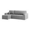 ECKSOFA VOLIRA Hellgrau Plüsch-Stoff mit Schlaffunktion - Hellgrau, Holz (230/143cm) - MASSENO