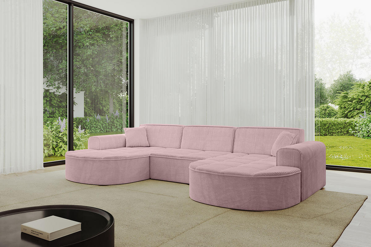 WOHNLANDSCHAFT TARO-U1 - 303x171x79,5 cm Rosa - Rosa, Holzwerkstoff/Textil (303/79.5/171cm) - ALTDECOR