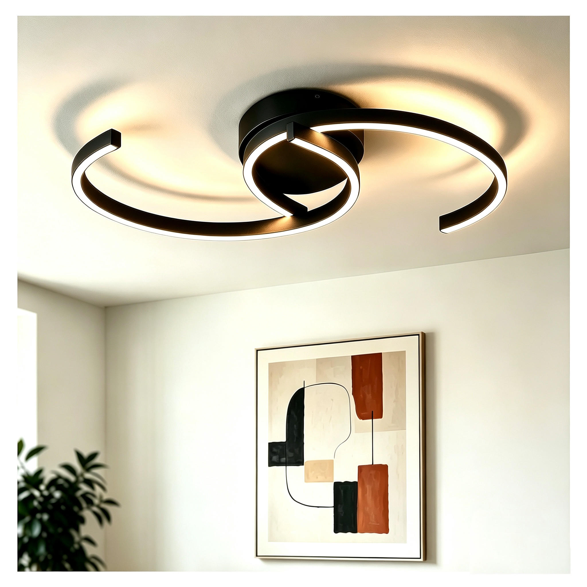 LED DECKENLEUCHTE Hornwall 61.6/7.0/23.0 cm - Schwarz, Metall (38/23/7cm) - ZMH