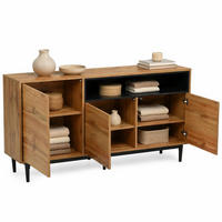 SIDEBOARD aus MDF 160x35x76 cm Schwarz/Holzoptik mit 3 Türen und verstellbaren Regalen - Naturfarben, Holzwerkstoff (160/76/35cm) - IVMEU