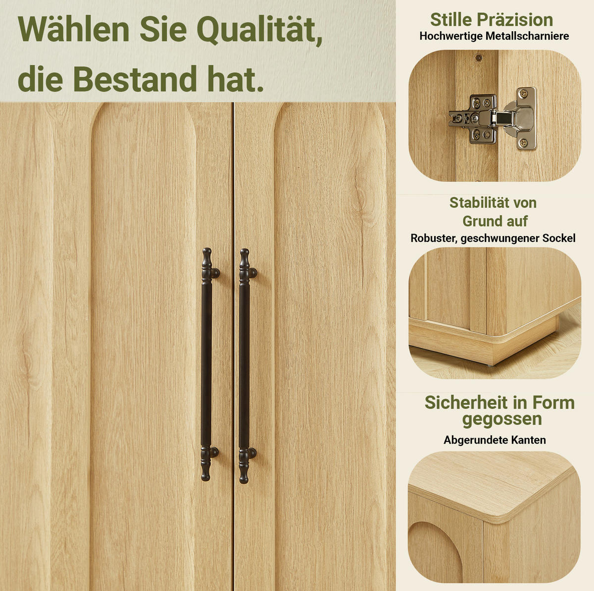SIDEBOARD 160/40/80 cm mit 4 Türen, Soft-Close und Kippschutz, MDF in Eichefarben - Eichefarben, Holzwerkstoff (160/80/40cm) - Redom
