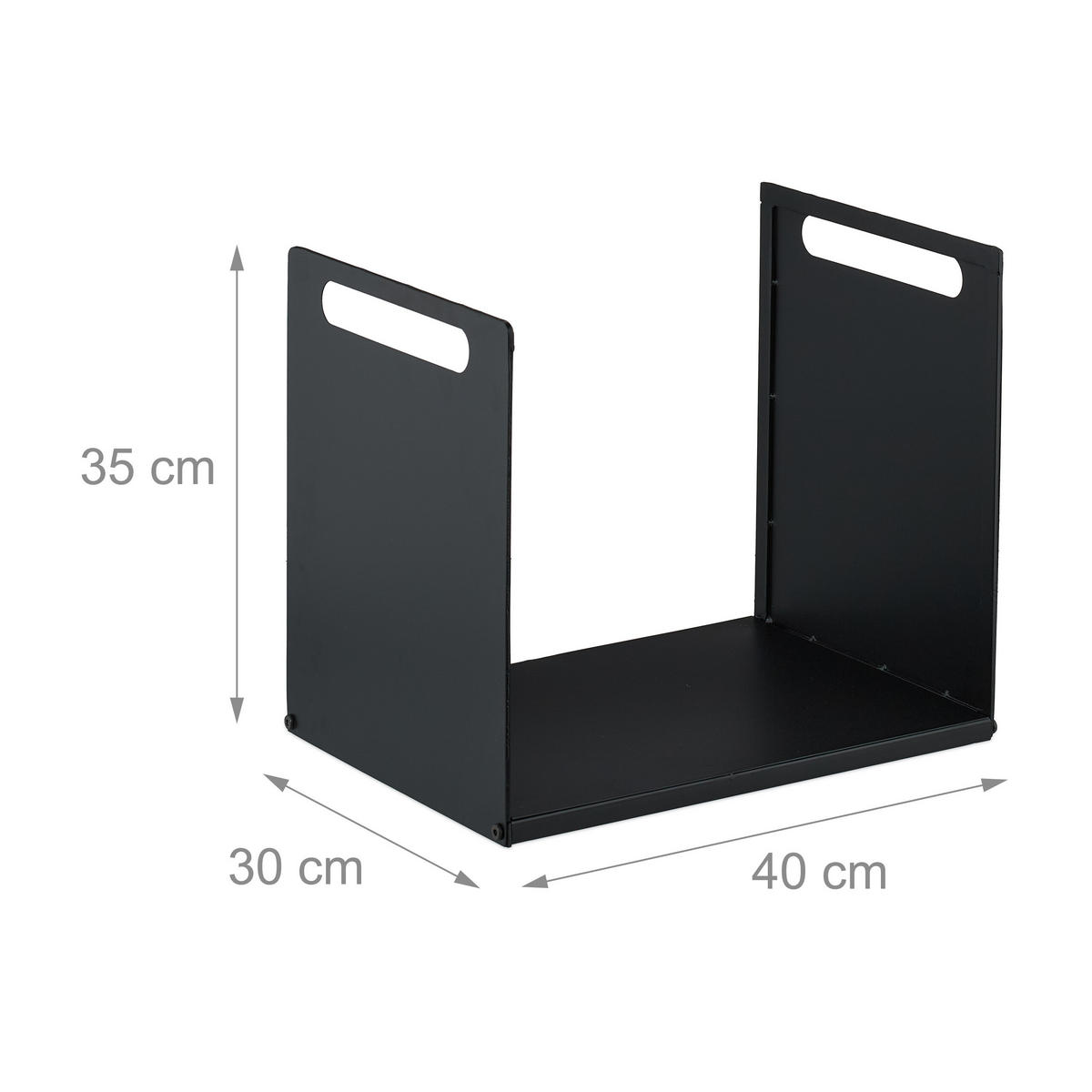 KAMINHOLZREGAL - Schwarz, Metall (40/35/30cm) - Relaxdays