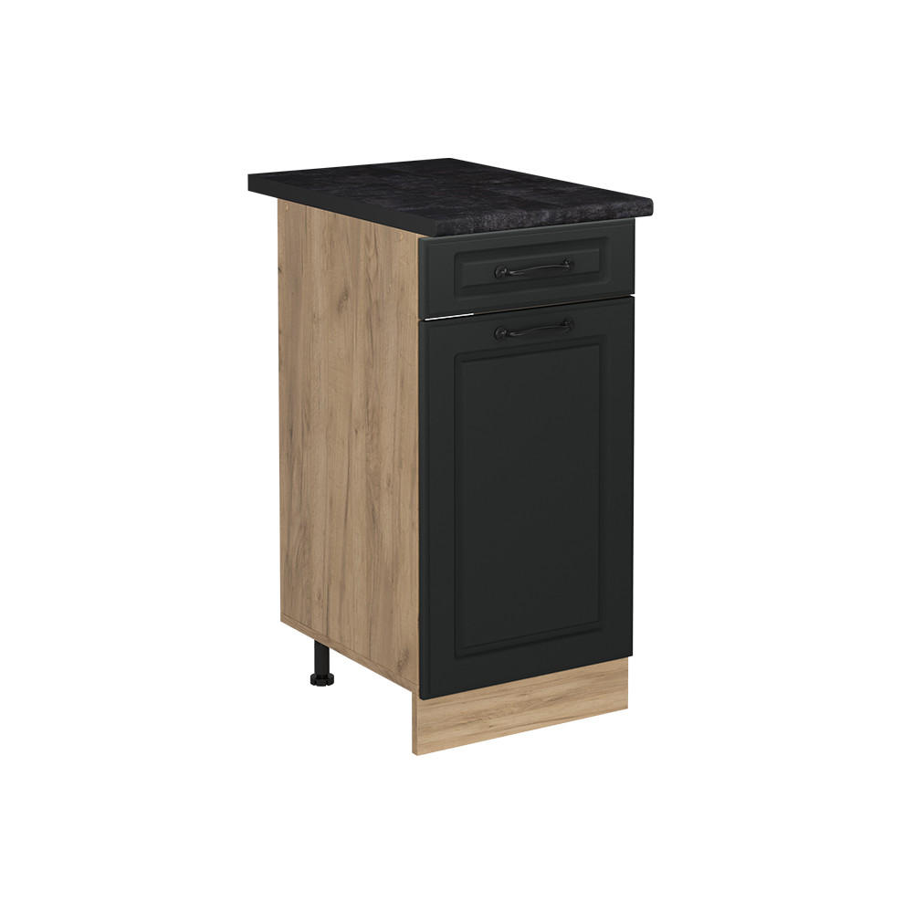 KÖKSUNDERSKÅP R-Line, Antracit hus på landet/Goldkraft ek, 40 cm antracitas stalviršis Antracit, Honungsek 81.6/40/60 cm