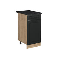 KÜCHENUNTERSCHRANK R-Line, Anthrazit Landhaus/Goldkraft Eiche, 40 cm Arbeitsplatte Anthrazit - Honigeiche/Anthrazit, Holzwerkstoff (40/81.6/60cm) - Vicco