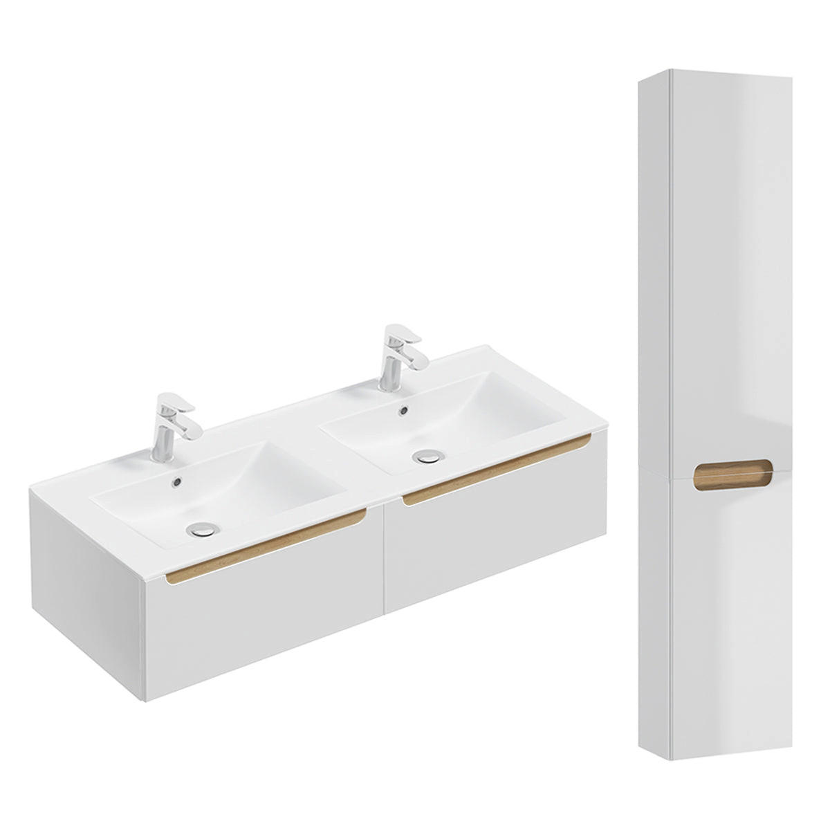 BADMÖBEL 120cm Livia 2er-Set Weiß - Weiß, Holzwerkstoff (120/30/45cm) - Petits-meubles
