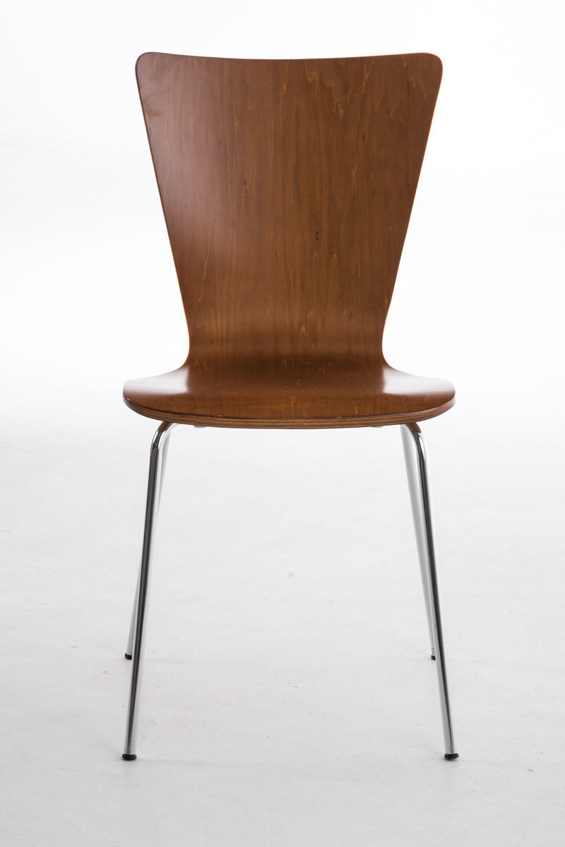 BESUCHERSTUHL Jaron mit Holzsitz und Metallgestell, Farbe: Braun - Chromfarben/Braun, Holz/Metall (43/84/50cm) - TPFLiving