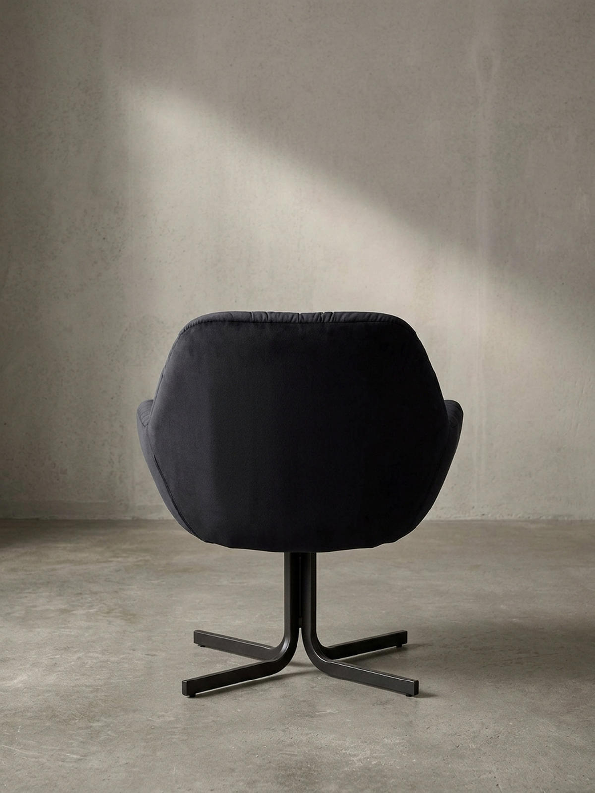 LOUNGESESSEL Samt mit Armlehnen und Metallgestell, gepolsterter Schalensitz, Schwarz 64x68x74 cm - Schwarz, Textil/Metall (64/74/68cm) - KADIMA DESIGN