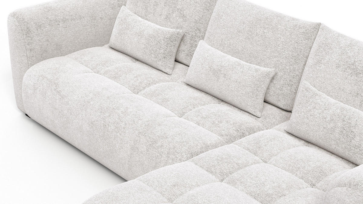 ECKSOFA SORENO 4-Sitzer, ecru - Ecru/Schwarz, Holz/Textil (293/171cm) - Courtois Laville