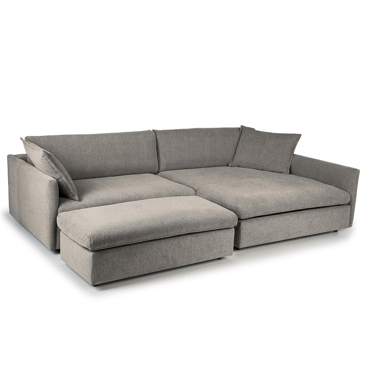 ECKSOFA mit Longchair - Schwarz/Grau, Kunststoff/Textil (290/183cm) - home24