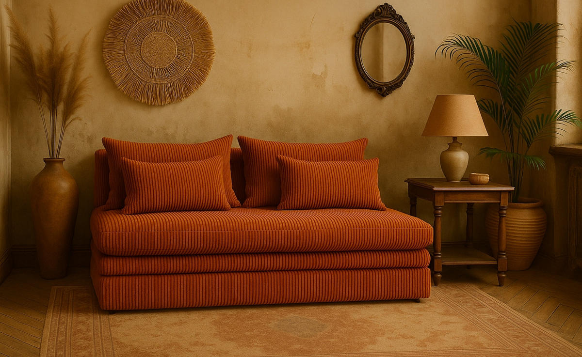 SCHLAFSOFA Mit Bettkasten NELIA, Stoff Poso, Kupfer - Orange, Holz (190/75/90cm) - Kaiser Möbel