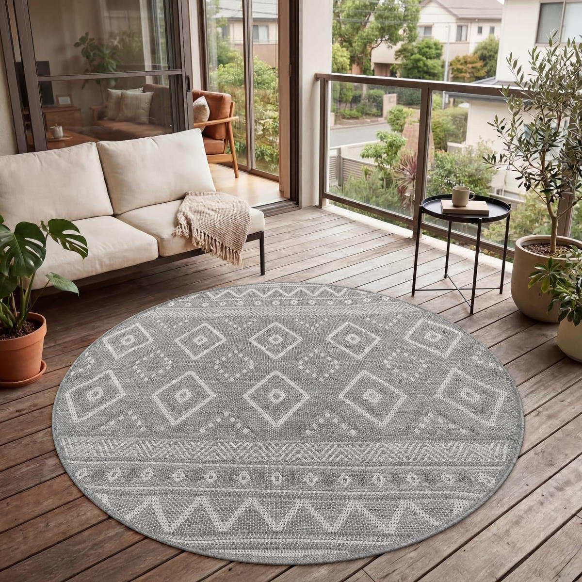 OUTDOORTEPPICH 80/80 cm Vermont 184 - Grau, Kunststoff (80/80cm) - Paco Home