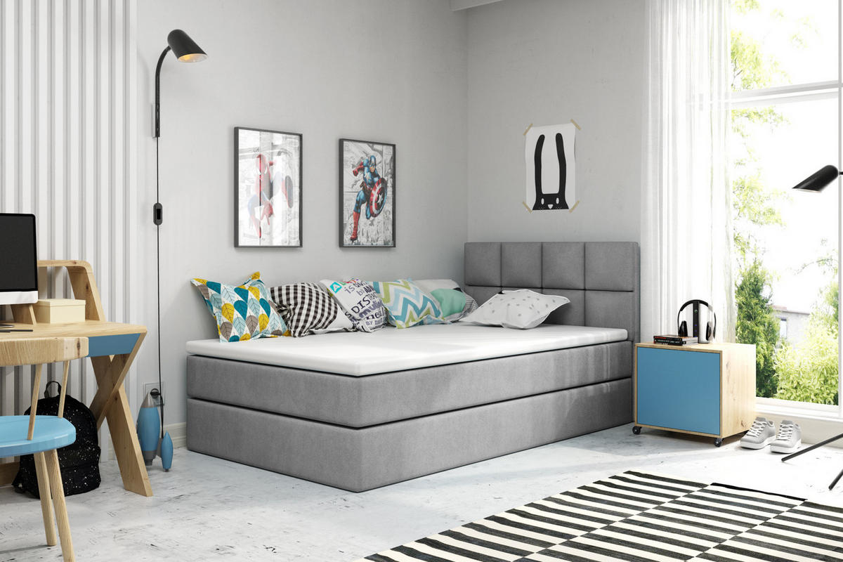 BOXBETT OLAF 120 x 200 Grau - Grau, Textil/Metall (120/200cm) - VLR BEDS