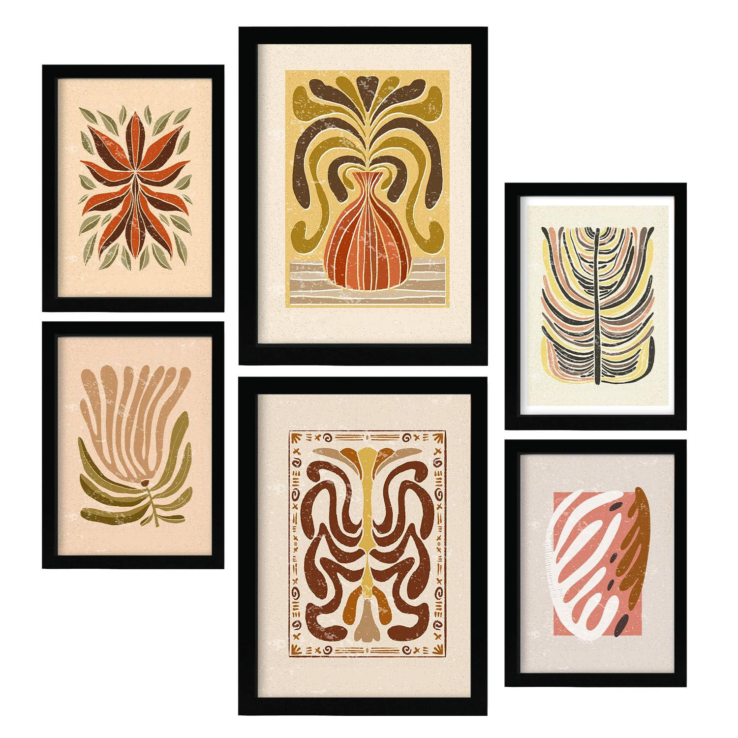 POSTER Set Mit 6 Drucken Von Stielen In Der Sammlung Ethnischer Stil A3 & A4 Rahmenlos - Klar, Papier (29/3cm) - Nacnic