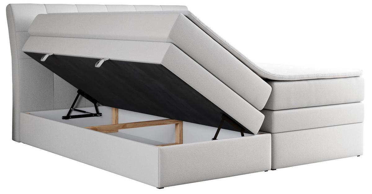 BOXSPRINGBETT GOLD-10 KING 180/200 Weiß Kunstleder - H3 - Weiß, Holz/Textil (180/200cm) - MKS