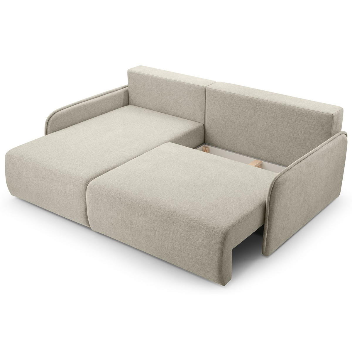 ECKSOFA Netarro, Beige Chenille, linksseitig - Beige/Schwarz, Kunststoff/Textil (198/147cm) - Selsey