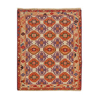HANDWEBTEPPICH Sumak Shahsavan Beige 96/78 cm Schurwolle - Beige, Textil (78/96cm) - Looma