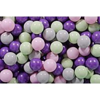 BÄLLE für Bällebad, Spielbälle, Plastikbälle für Kinder Set 300 pcs.: Hellgrün/Violett/Grau/Rosa - Olivgrün, Textil (7/7/7cm) - MeowBaby