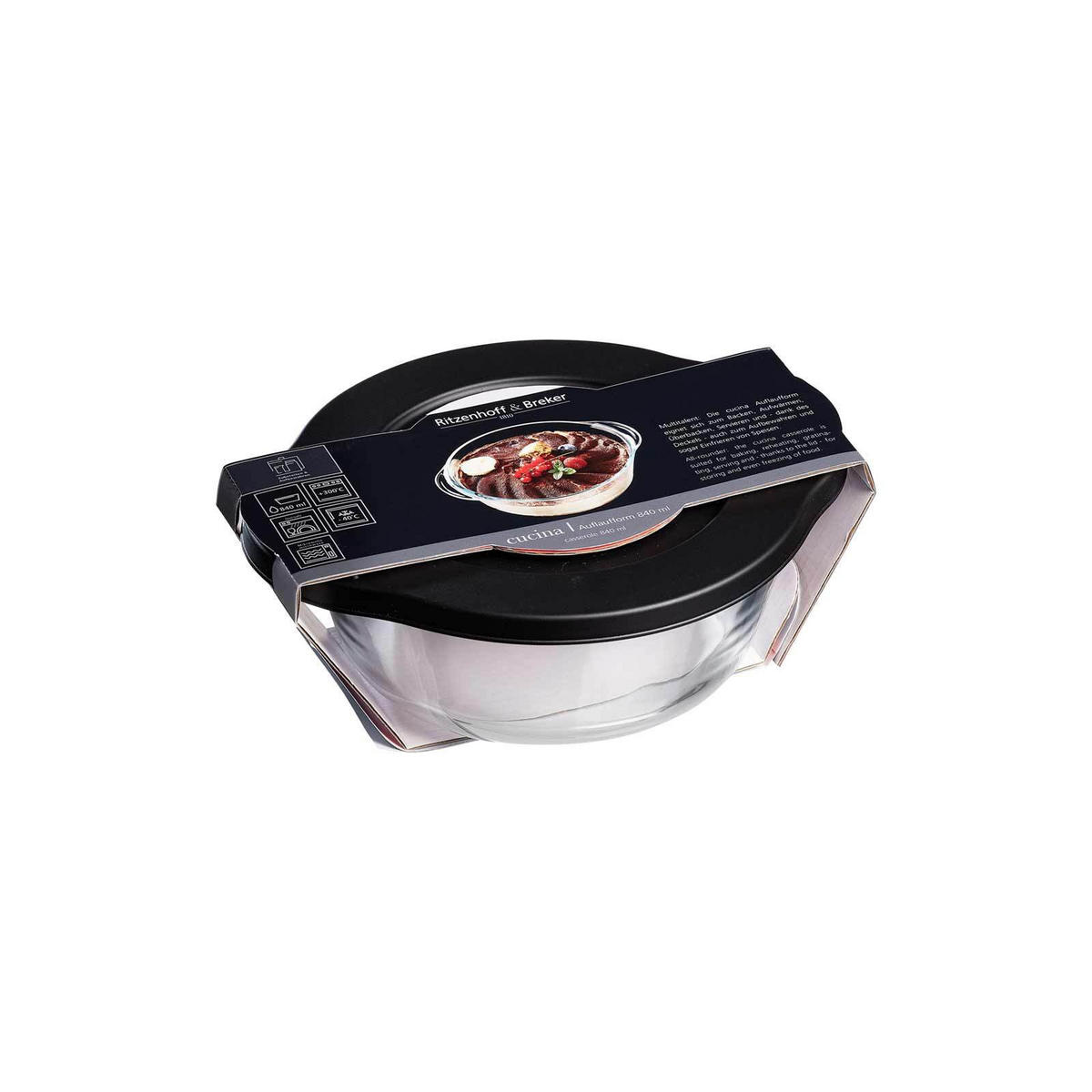 AUFLAUFFORM MIT FRISCHHALTEDECKEL Cucina schwarz 840 ml - Schwarz, Glas (20/16/7cm) - Ritzenhoff Breker