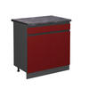 KÜCHENUNTERSCHRANK R-Line Rot 80 cm, AP Anthrazit - Anthrazit/Rot, Holzwerkstoff (80/81.6/60cm) - Vicco