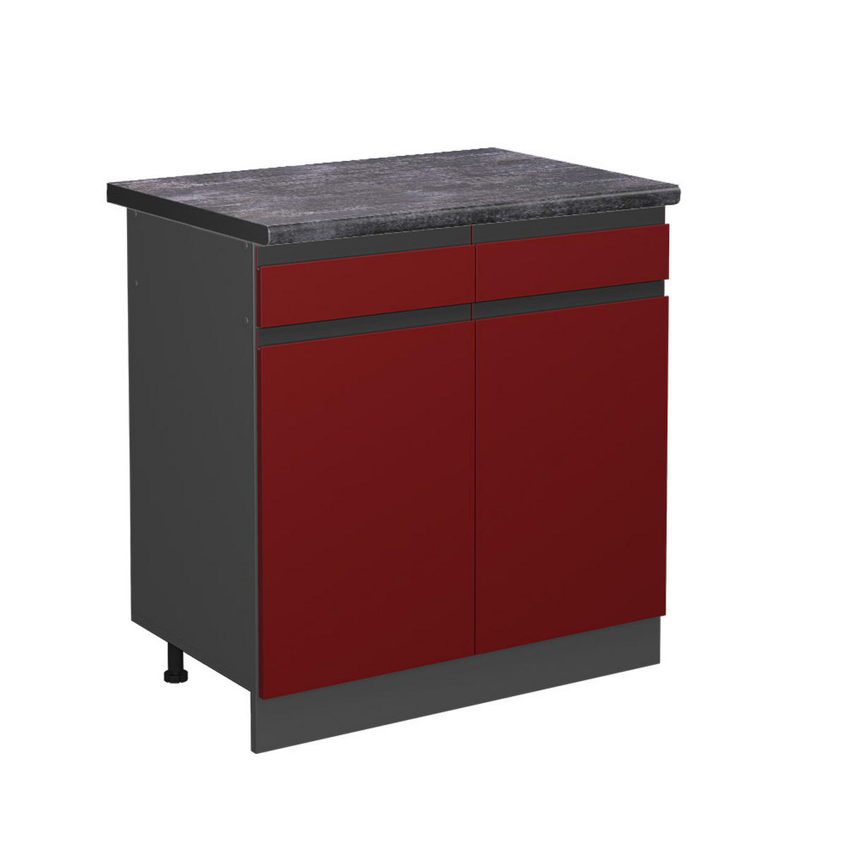 KÜCHENUNTERSCHRANK R-Line Rot 80 cm, AP Anthrazit - Anthrazit/Rot, Holzwerkstoff (80/81.6/60cm) - Vicco