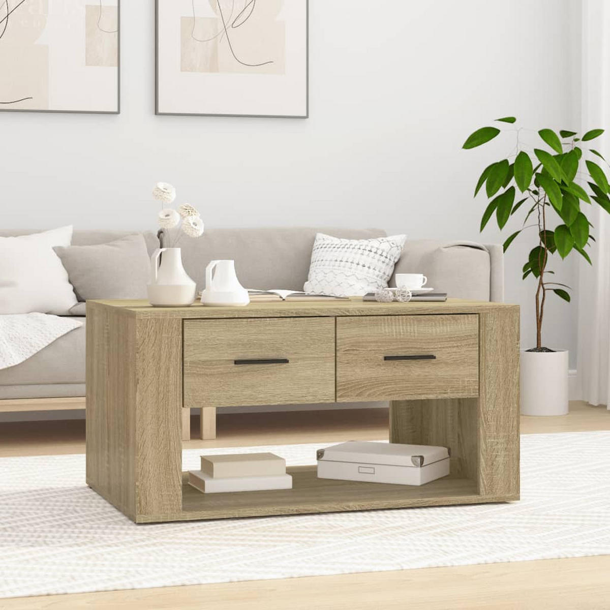 COUCHTISCH Sonoma-Eiche 80x50x40 cm Holzwerkstoff - Braun, Holzwerkstoff (50/80/40cm) - furnicato