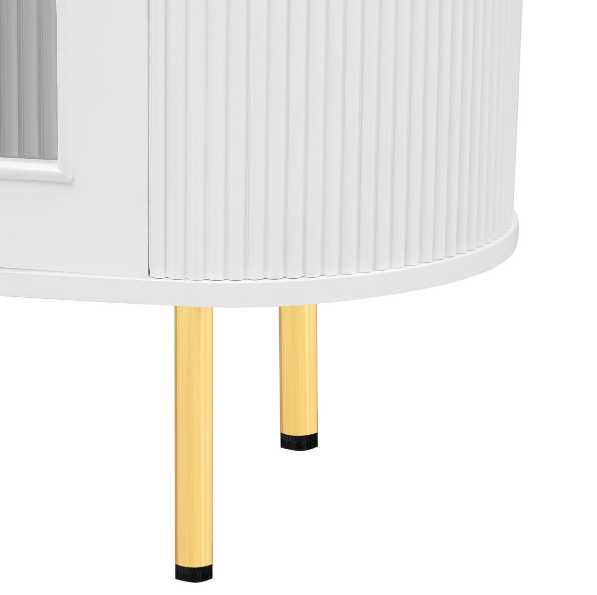 LOWBOARD 170/35/55 cm Weiß/Gold aus MDF mit 4 Glastüren - Weiß, Holzwerkstoff (35/55/170cm) - OKMYHOME