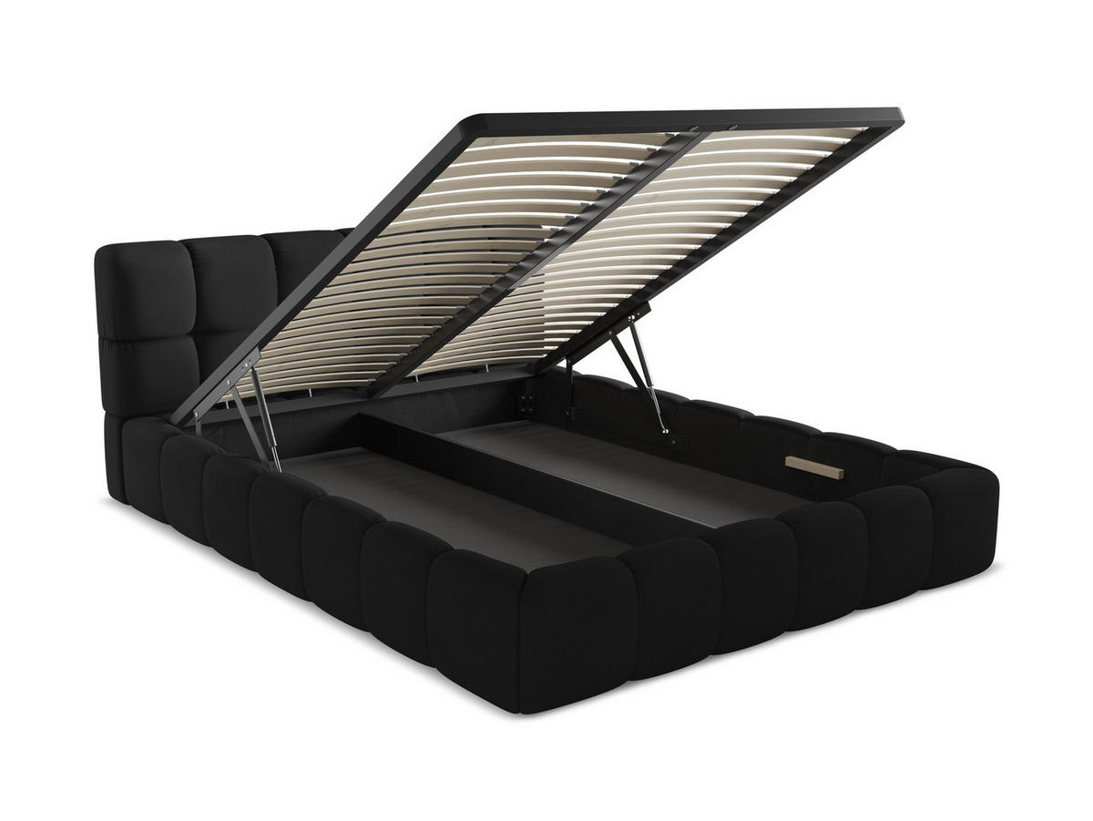 POLSTERBETT mit Bettkasten und Lattenrost 180x228 Schwarz - Schwarz, Kunststoff/Textil (160/200cm) - Makamii
