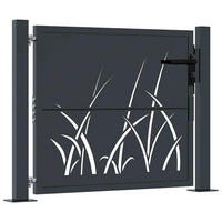 GARTENTOR im Gras-Design, 110/105 cm, aus Stahl, in Anthrazit, modern - Grau, Metall (100/105cm) - vidaXL