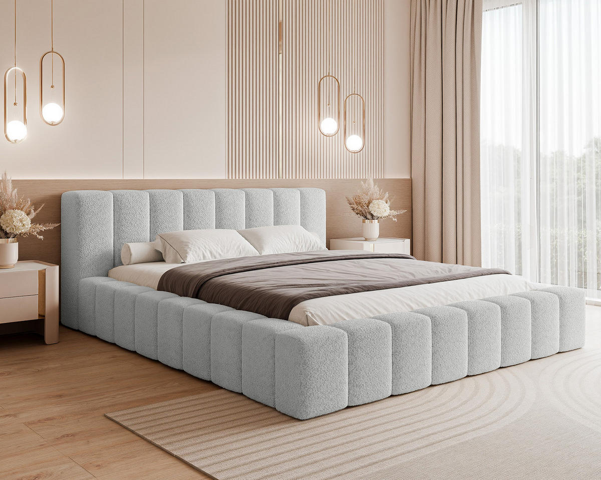 POLSTERBETT OMENO 200x200 cm, Grau - Grau, Textil (200/200cm) - Fedve