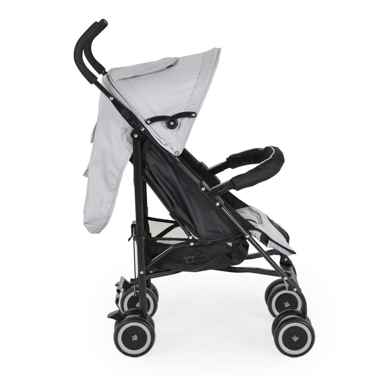BUGGY Jerry grau schwarz Sonnendach, schwenkbare Vorderräder, EVA-Räder - Hellgrau, Metall (72/47/100cm) - Moni