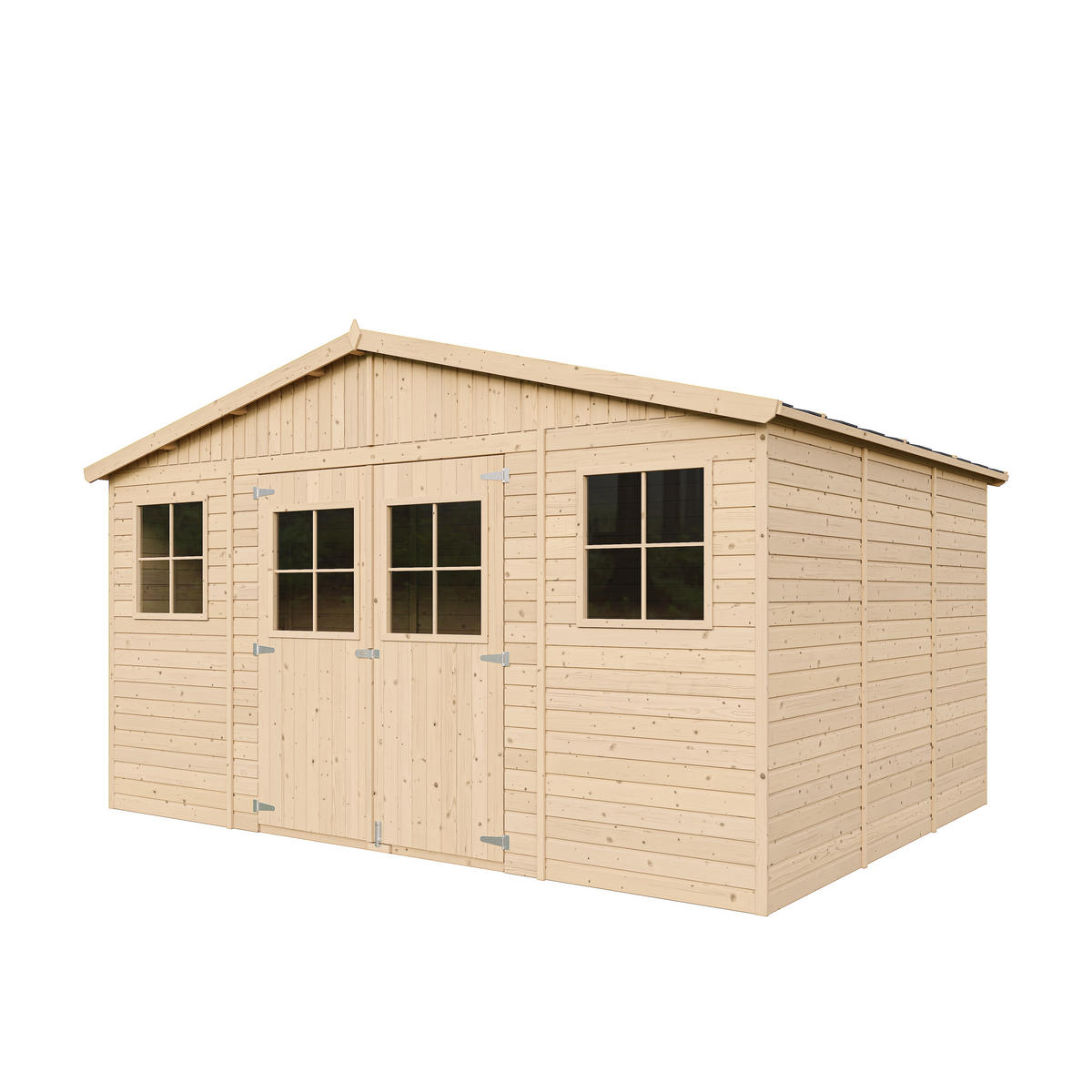 HOLZ-GARTENHAUS H246 x 418 x 320 cm/ 12 m² - Beige, Holz (418/246/320cm) - Timbela