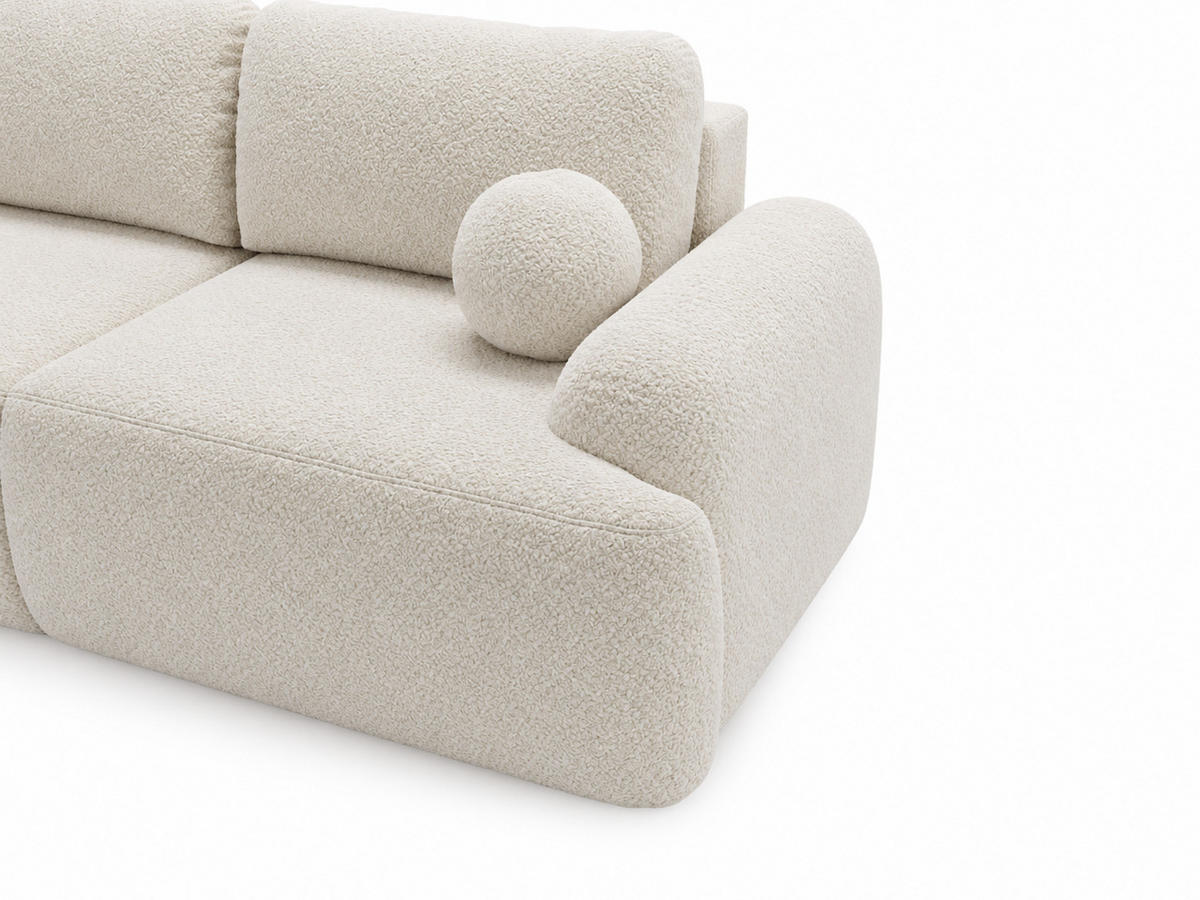 SOFA 260/106/81 Aurio Bouclé-Stoff Weiß - Weiß, Kunststoff/Textil (260/81/106cm) - Graingold