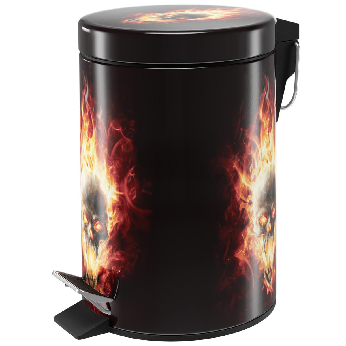 KOSMETIKEIMER Totenkopf in Flammen - Gelb/Rot, Kunststoff/Metall (17/25/25cm) - Sanilo