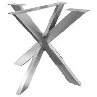 TISCHGESTELL Metall KRYT Edelstahl | inkl. Schrauben + Bodenschoner | 71x85x85cm - Edelstahlfarben, Metall (85/71/85cm) - DELUKE