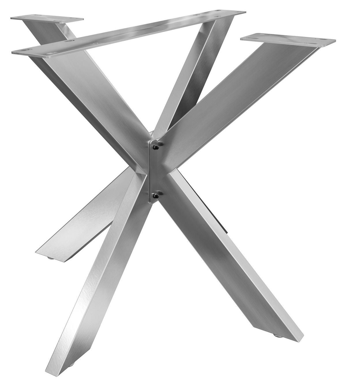 TISCHGESTELL Metall KRYT Edelstahl | inkl. Schrauben + Bodenschoner | 71x85x85cm - Edelstahlfarben, Metall (85/71/85cm) - DELUKE