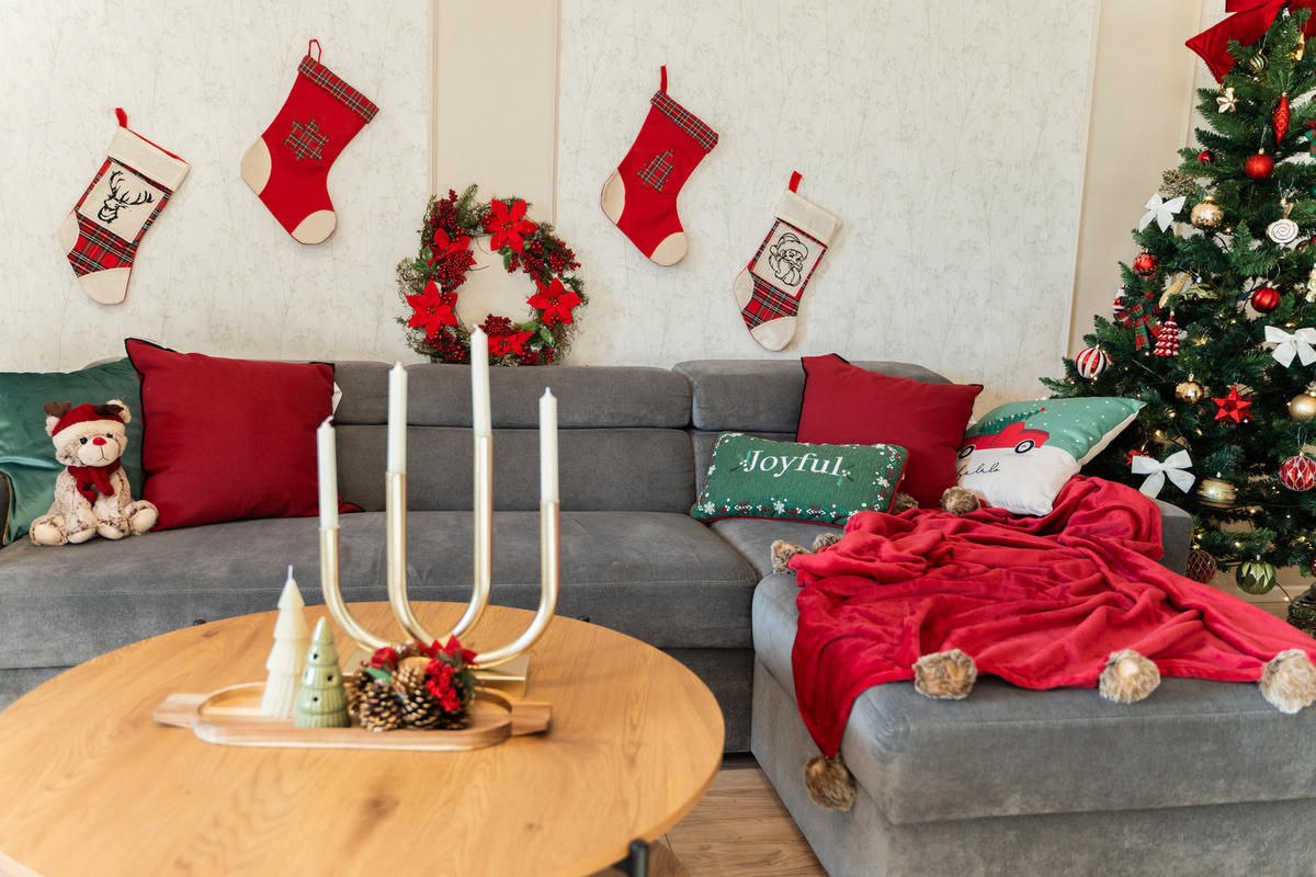 WEIHNACHTSKRANZ mit Weihnachtssternen 50/8/50 cm - Rot, Kunststoff (8/50/50cm) - Atmosphera Createur d´interieur