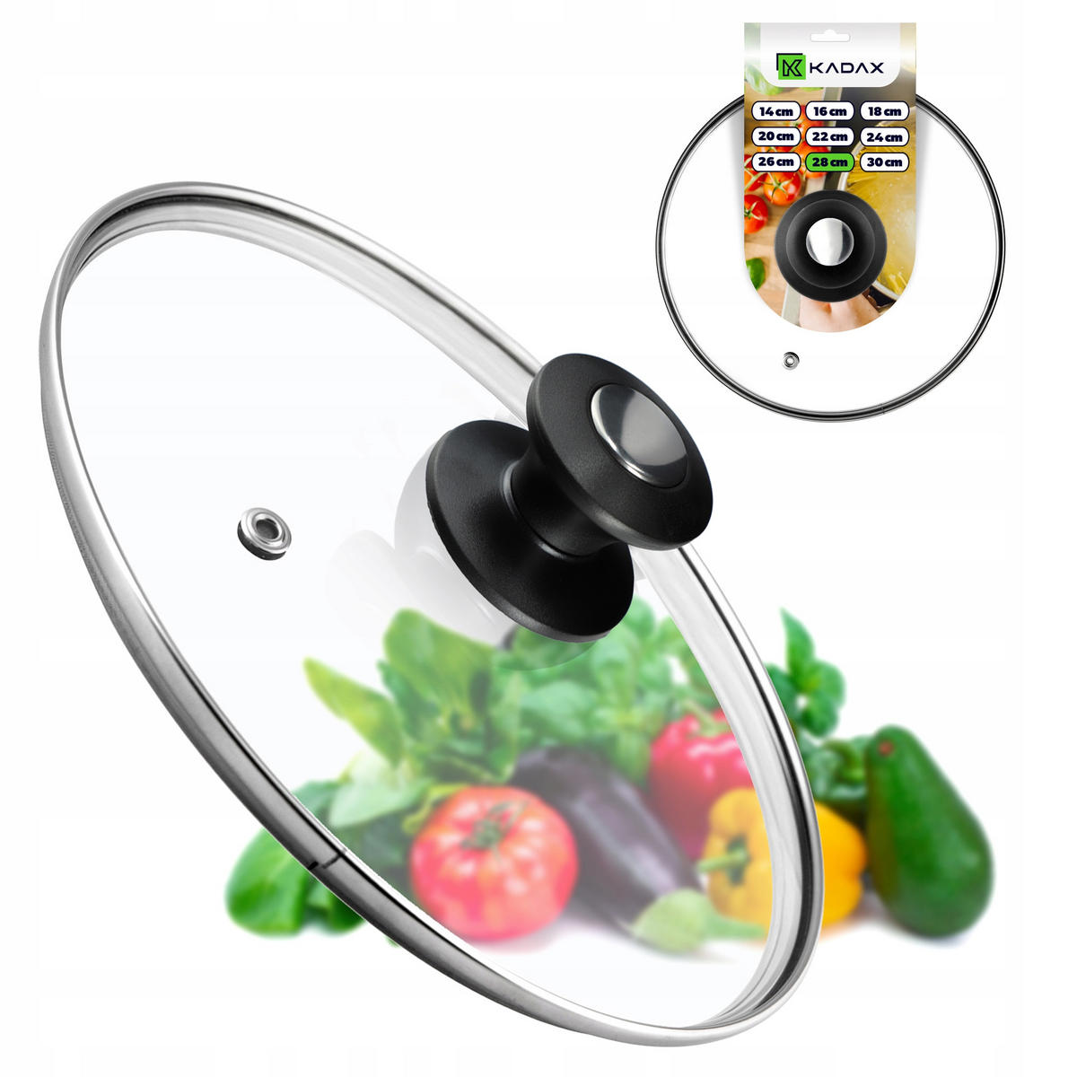 DECKEL mit Griff, 28 cm, 1 Stück - Transparent, Glas/Kunststoff (28cm) - KADAX