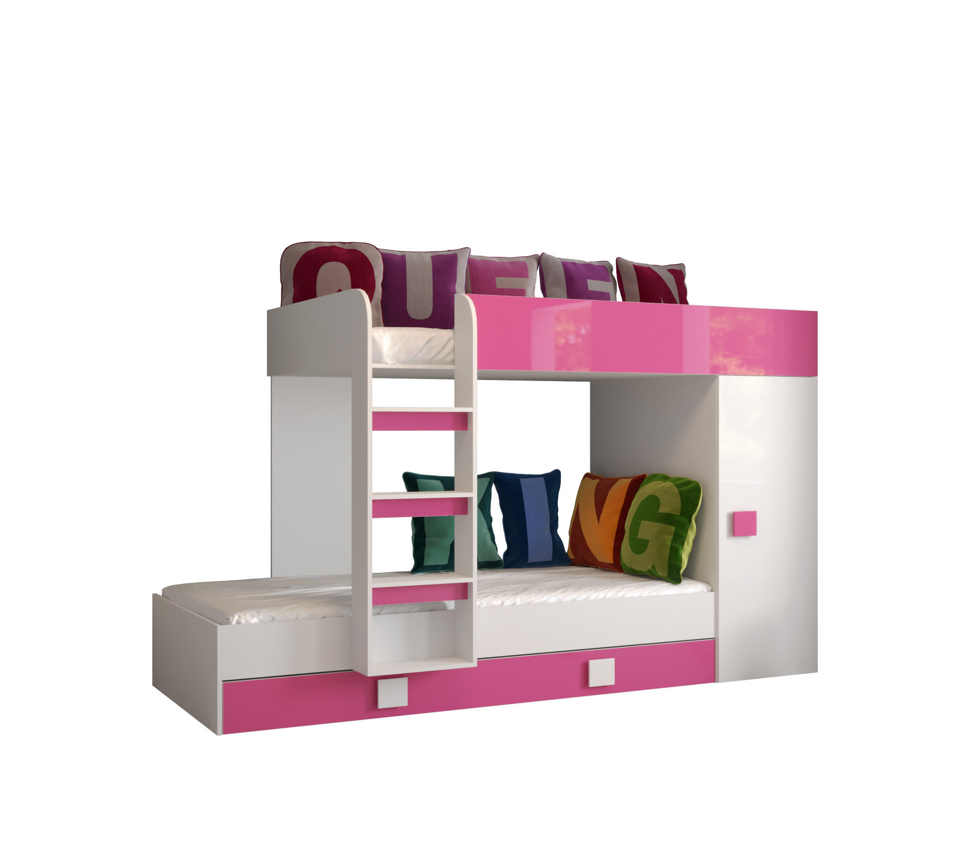 ETAGENBETT 254/94/165 - Pink/Weiß, Holz (90/200cm) - MÖBEL KRYSPOL