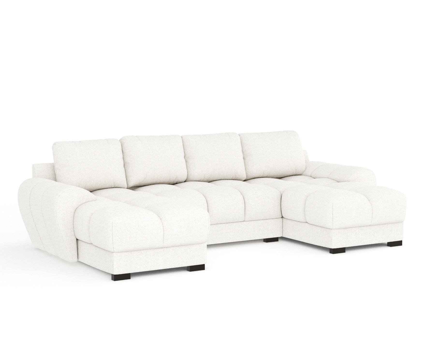 WOHNLANDSCHAFT Peebles Creme Webstoff - Creme/Schwarz, Holz/Holzwerkstoff (330/90/175cm) - Maison de Reve
