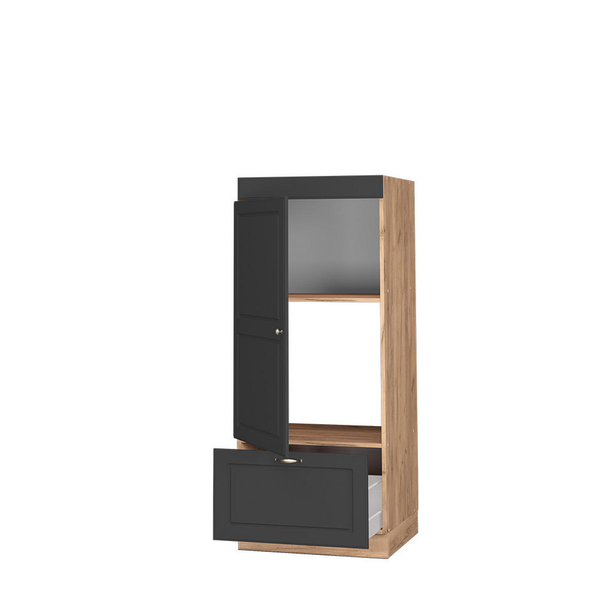 MIKROWELLENSCHRANK Fame-Line Anthrazit-Gold 60 cm - Eichefarben/Anthrazit, Holzwerkstoff (60/153.6/58.1cm) - Vicco