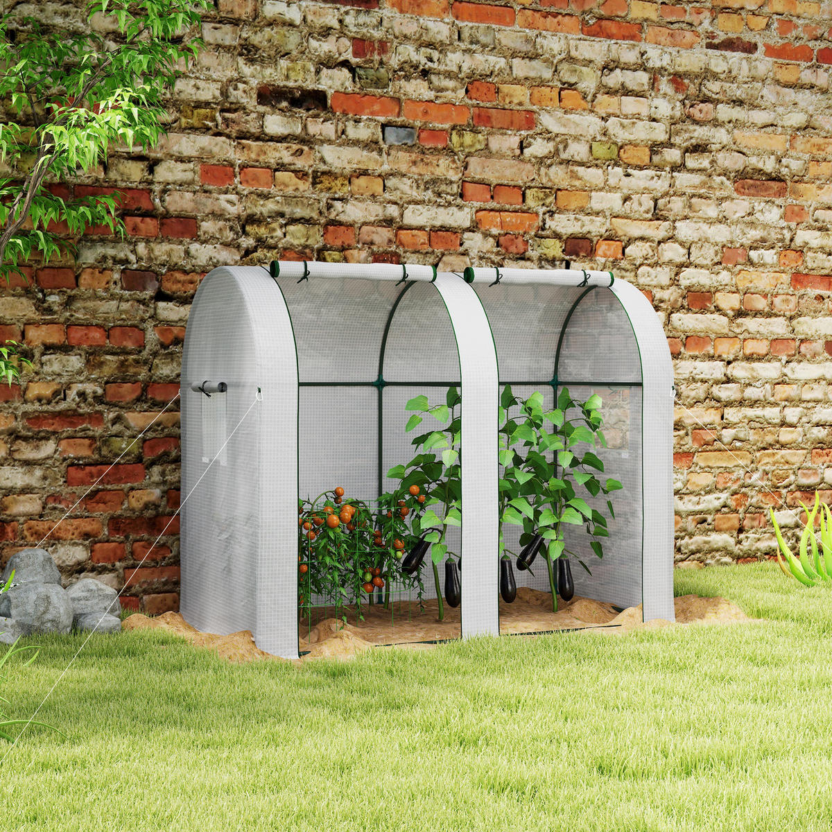 TOMATENGEWÄCHSHAUS DE-12008 mit 2 Türen & 4 Fenstern Weiß - Weiß, Metall (94/150/185cm) - ComfortXL