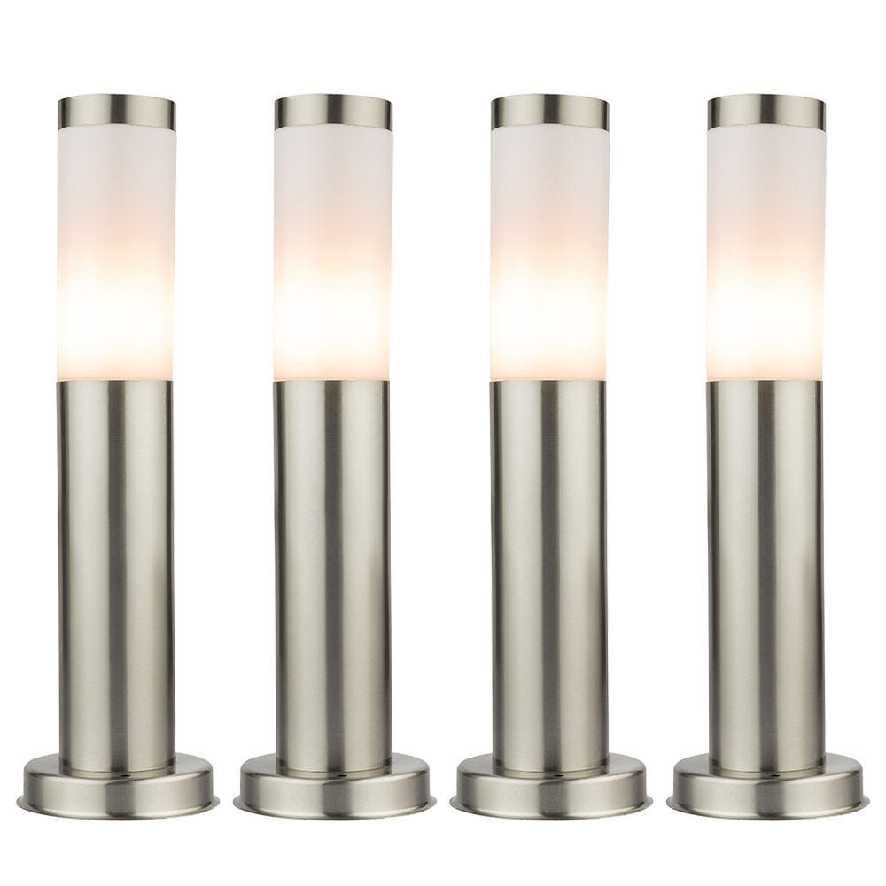 LED STEHLEUCHTE Edelstahl Silber 4er Set - Silberfarben, Metall (7.6/7.6/45cm) - Globo Lighting