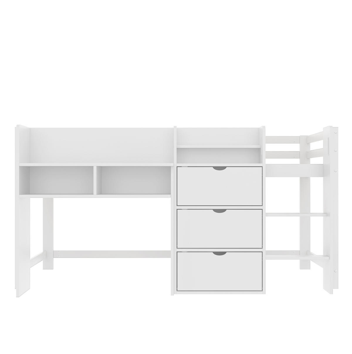 HOCHBETT 90/200 cm Weiß aus Kiefernholz mit Stauraum - Weiß, Holz (90/200cm) - OKMYHOME