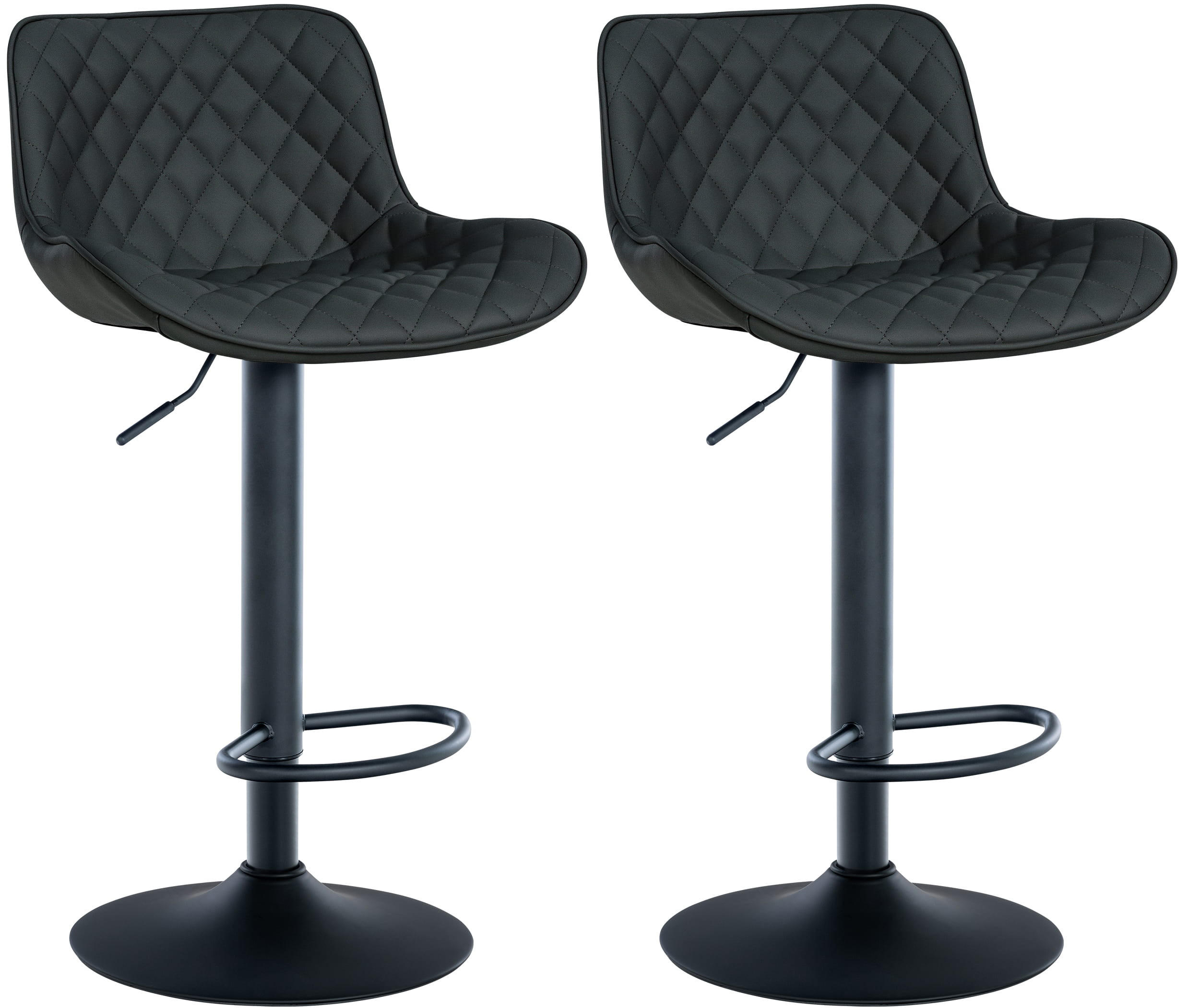 BARHOCKER 2er Set Lederlook schwarz - Schwarz, Textil/Metall (48/81/54cm) - CLP
