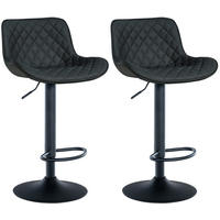 BARHOCKER 2er Set Lederlook schwarz - Schwarz, Textil/Metall (48/81/54cm) - CLP